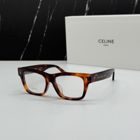 NEW CELINE CL50011F 054 BROWN HAVANA SQUARE WOMEN CELINE EYEGLASSES - Picture 3 of 10